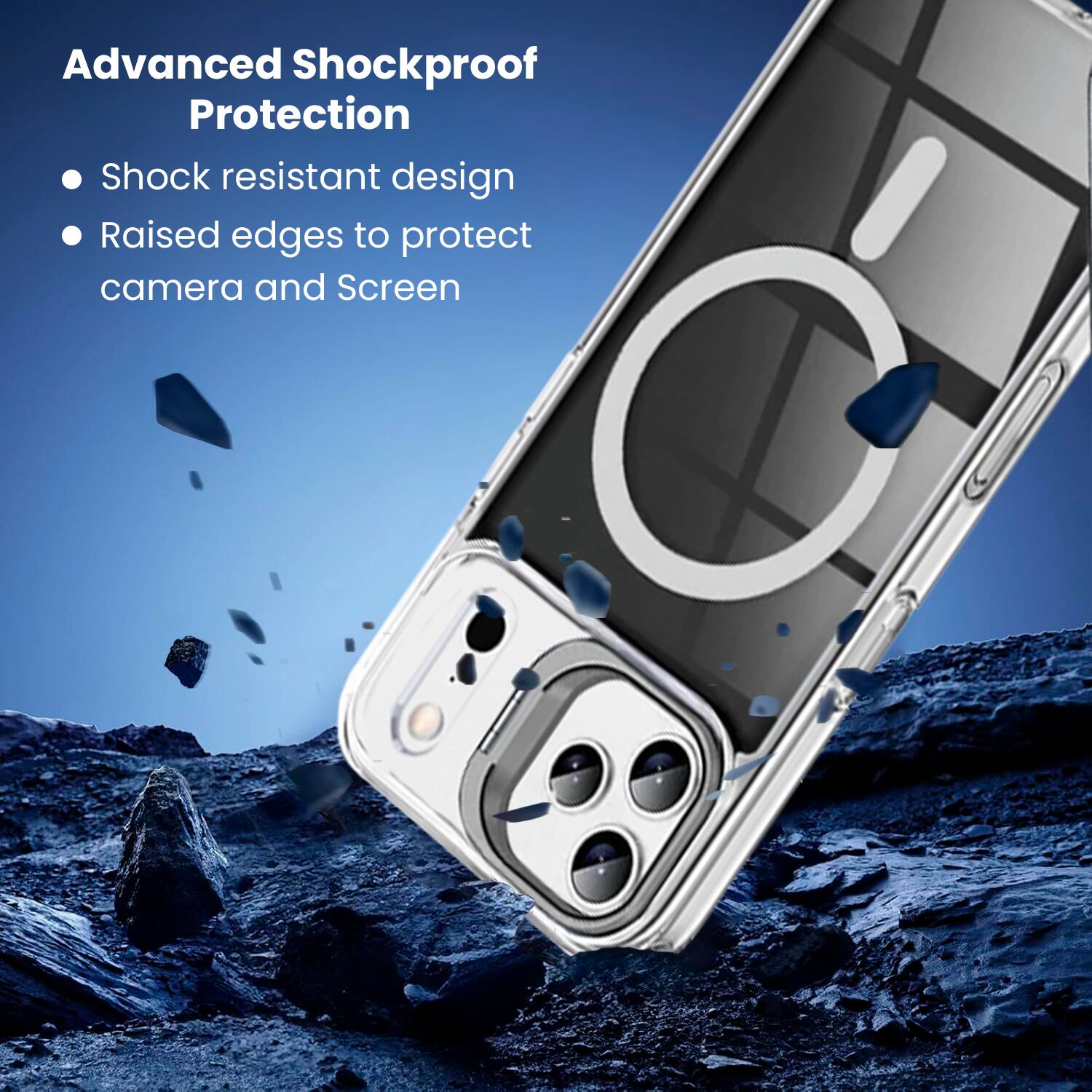 Advanced Shockproof Protection

- Shock resistant design
- Raised edges to protect camera and screen