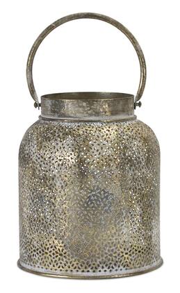 BreeBe - Punched Bronze Metal Candle Holder (Set of 2) - Gold