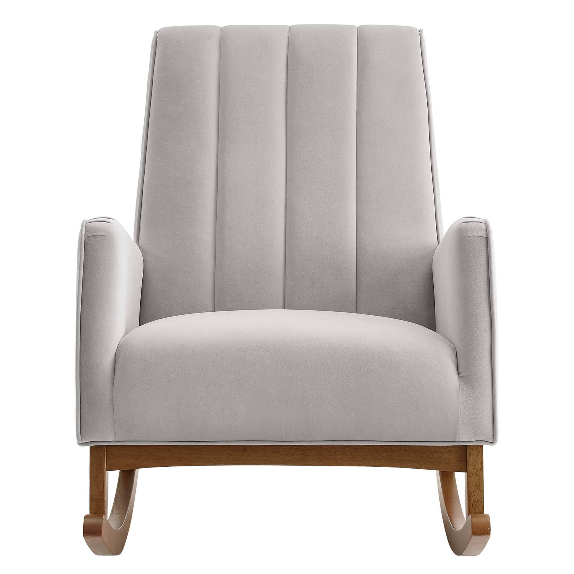 Alt View 3. Modway - Sway Performance Velvet Rocking Chair by Modway - Light Gray.
