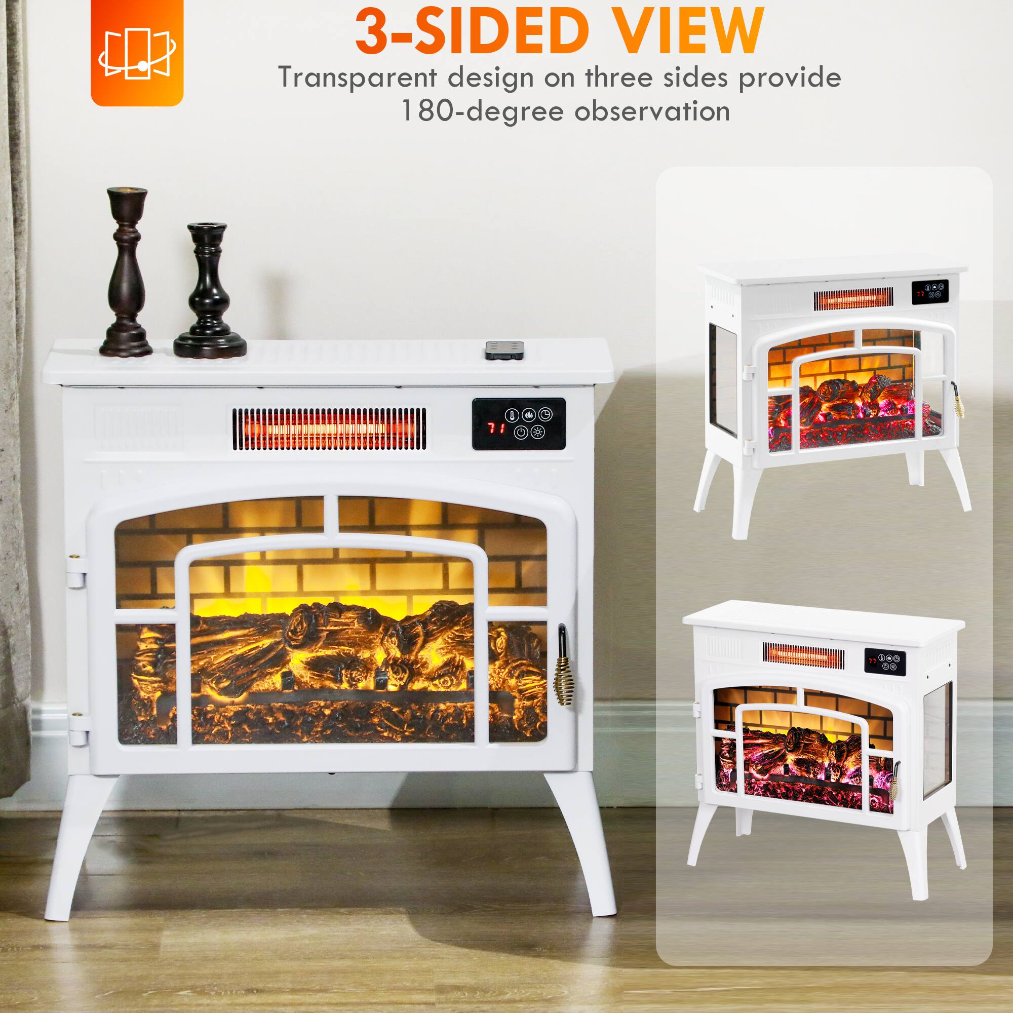 3-SIDED VIEW  
Transparent design on three sides provide 180-degree observation