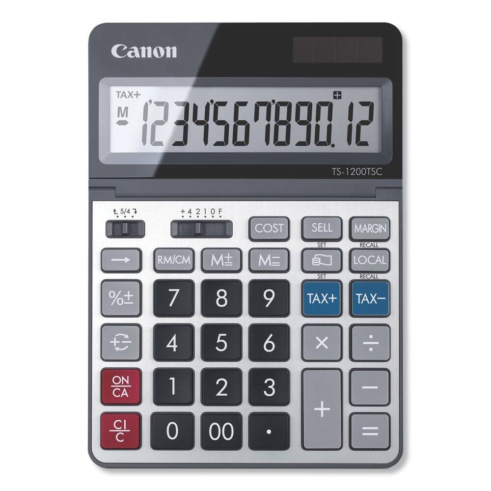 Canon - 2468C001 12-Digit LCD TS-1200TSC Desktop Calculator - Black/Gray