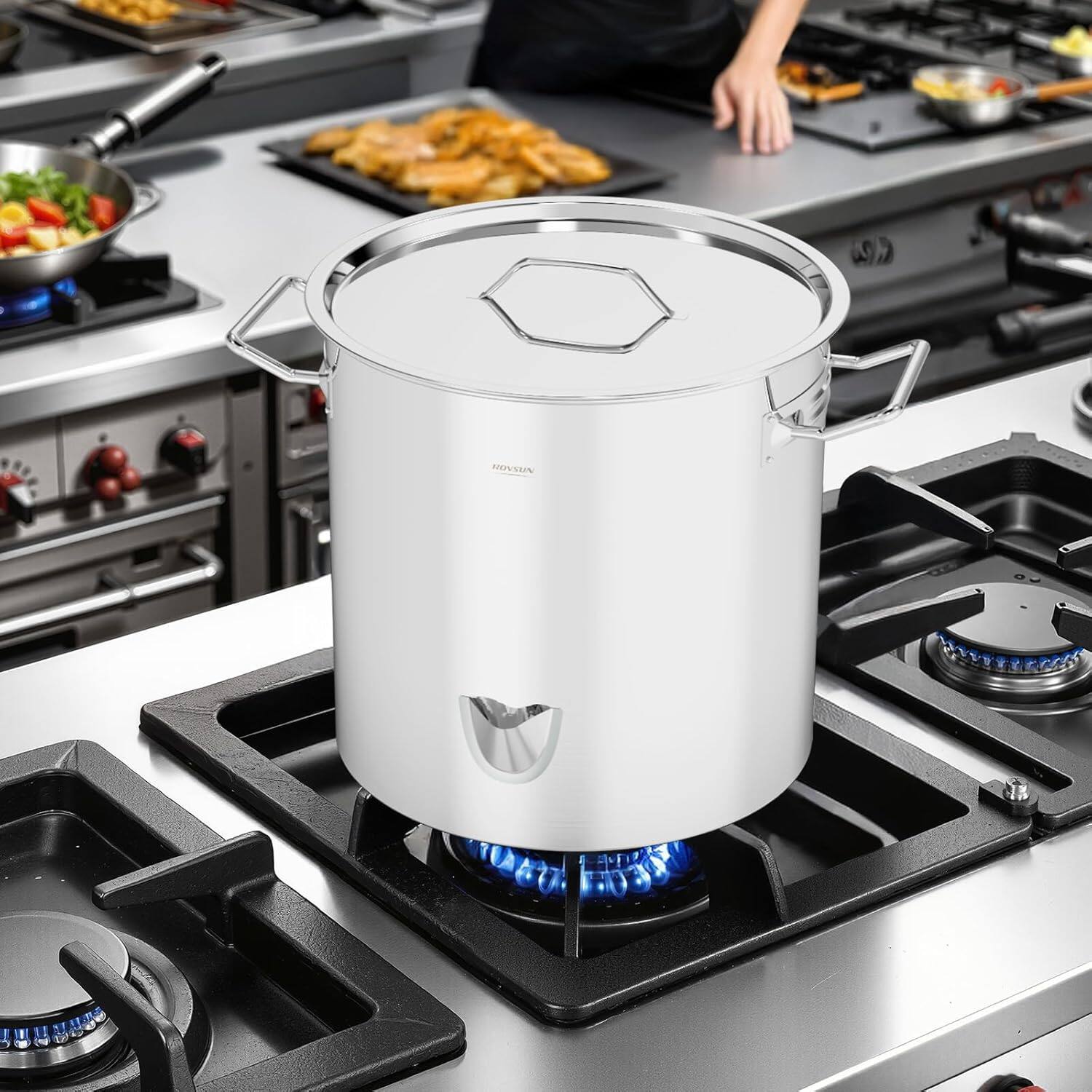 Alt View 2. Winado - 52QT Food-grade Stainless Steel Steamer Pot with Spout Design & Divider Panel & Steaming Rack for Tamales, Seafood Cook - Silver.