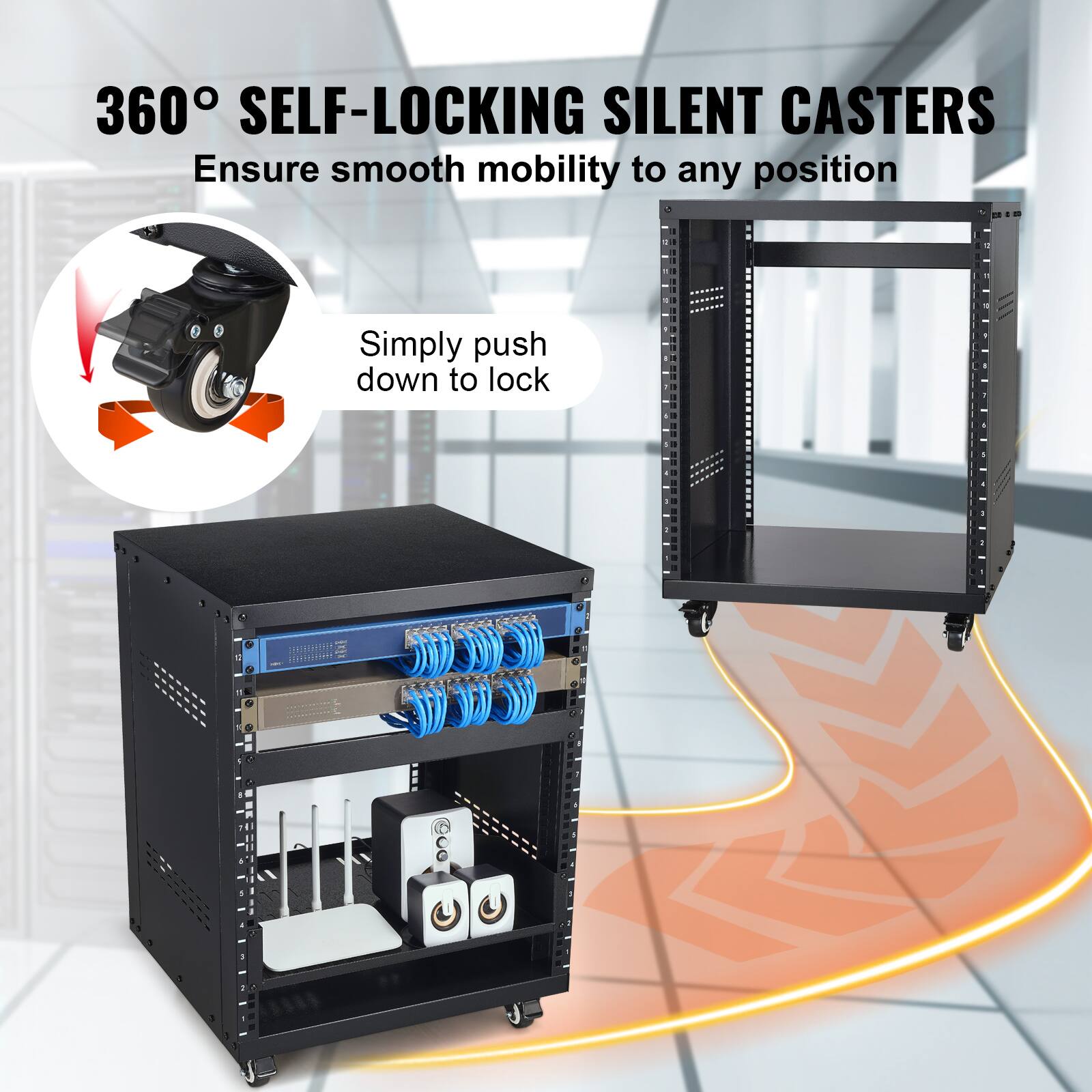 360° SELF-LOCKING SILENT CASTERS  
Ensure smooth mobility to any position  
Simply push down to lock