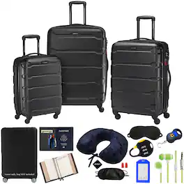 Samsonite - Omni Hardside Nested 3pc. Luggage Set, w/ 10pc Accessory Bundle - Black