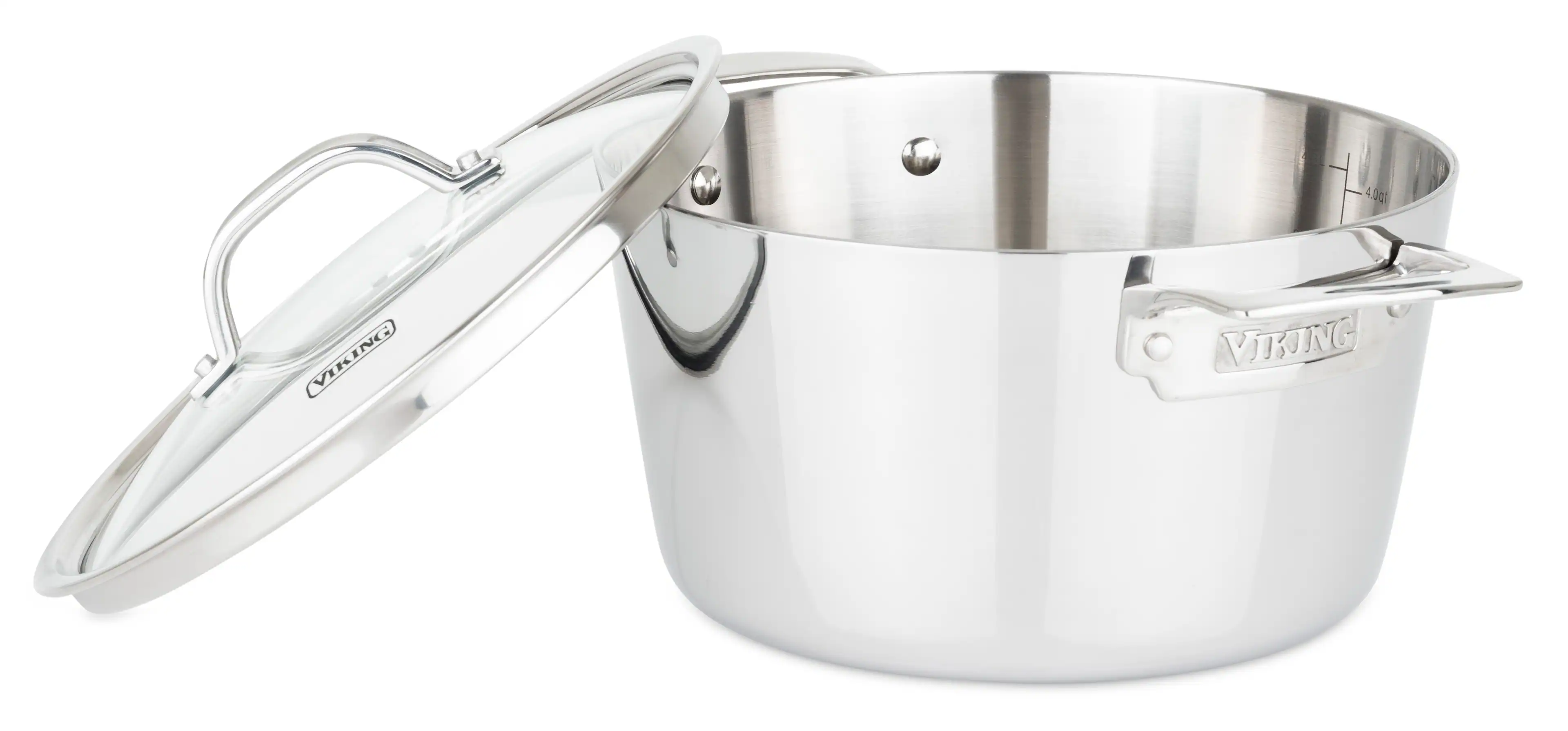 Left. Viking - Contemporary 3 Ply, 5.2 Qt. Covered Dutch Oven - Mirror.