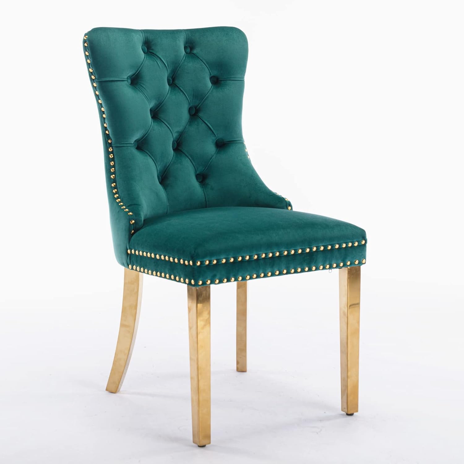 Alt View 3. Trinkets Crazed - Velvet Dining Chair Set of 2 Upholstered Tufted Dining Room Chair with Nailhead Trim - green-gold.