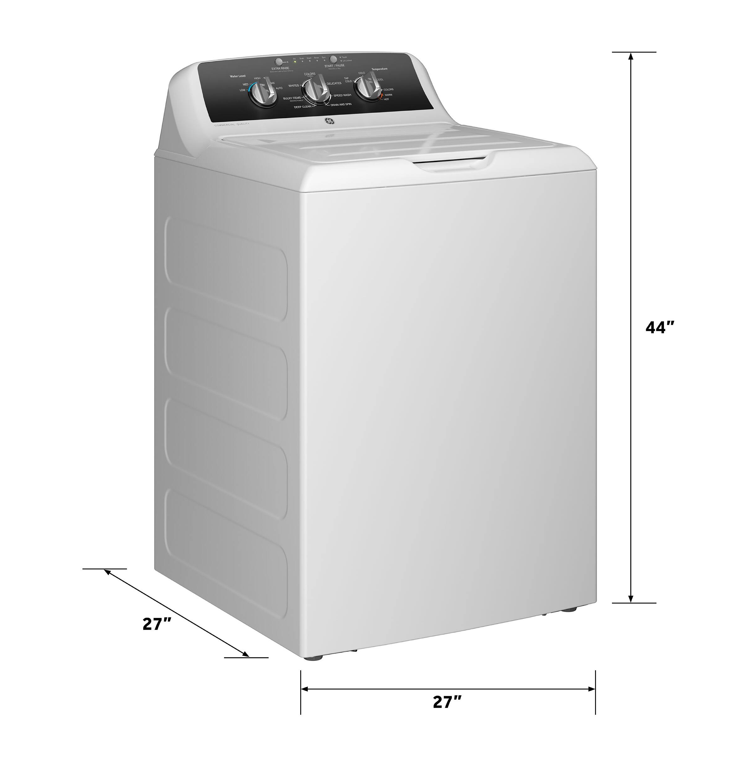 GE GE - 4.3 Cu. Ft. High-Efficiency Top Load Washer with 5 Year Limited Parts and Labor Warranty - White with Black Stainless Steel 2