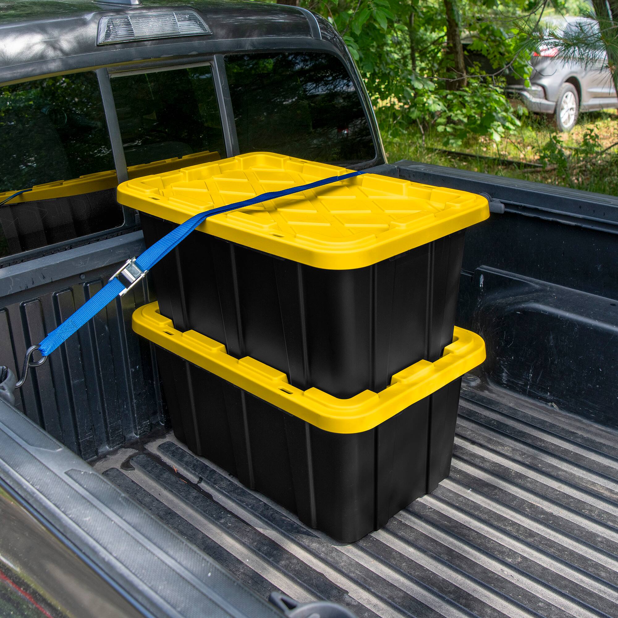 Alt View 4. Sterilite - Sterilite 17 Gallon Industrial Stackable Storage Tote Lidded Containers, 24 Pack - Yellow Lily, Black.