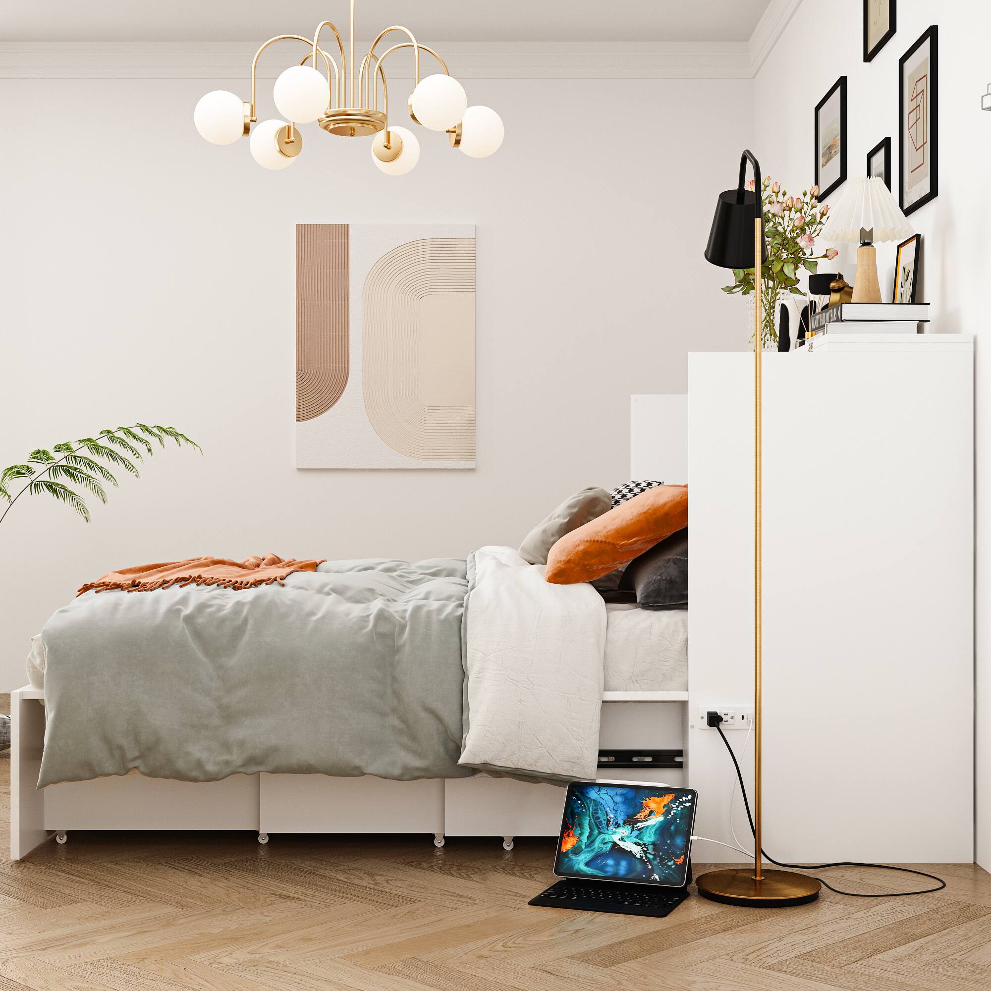 Alt View 10. FUFU&GAGA - FUFU&GAGA Multi - Functional Murphy Bed with Storage – Full Size, Space - Saving for Apartments - White.