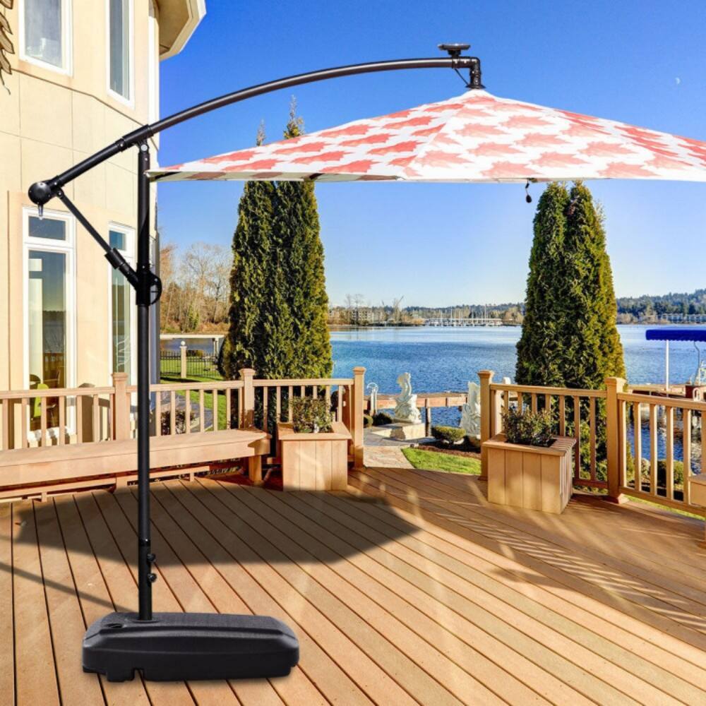 Left. Mondawe - 60L Plastic Weighted Fill Water Sand Wheel Patio Umbrella Base - Black.