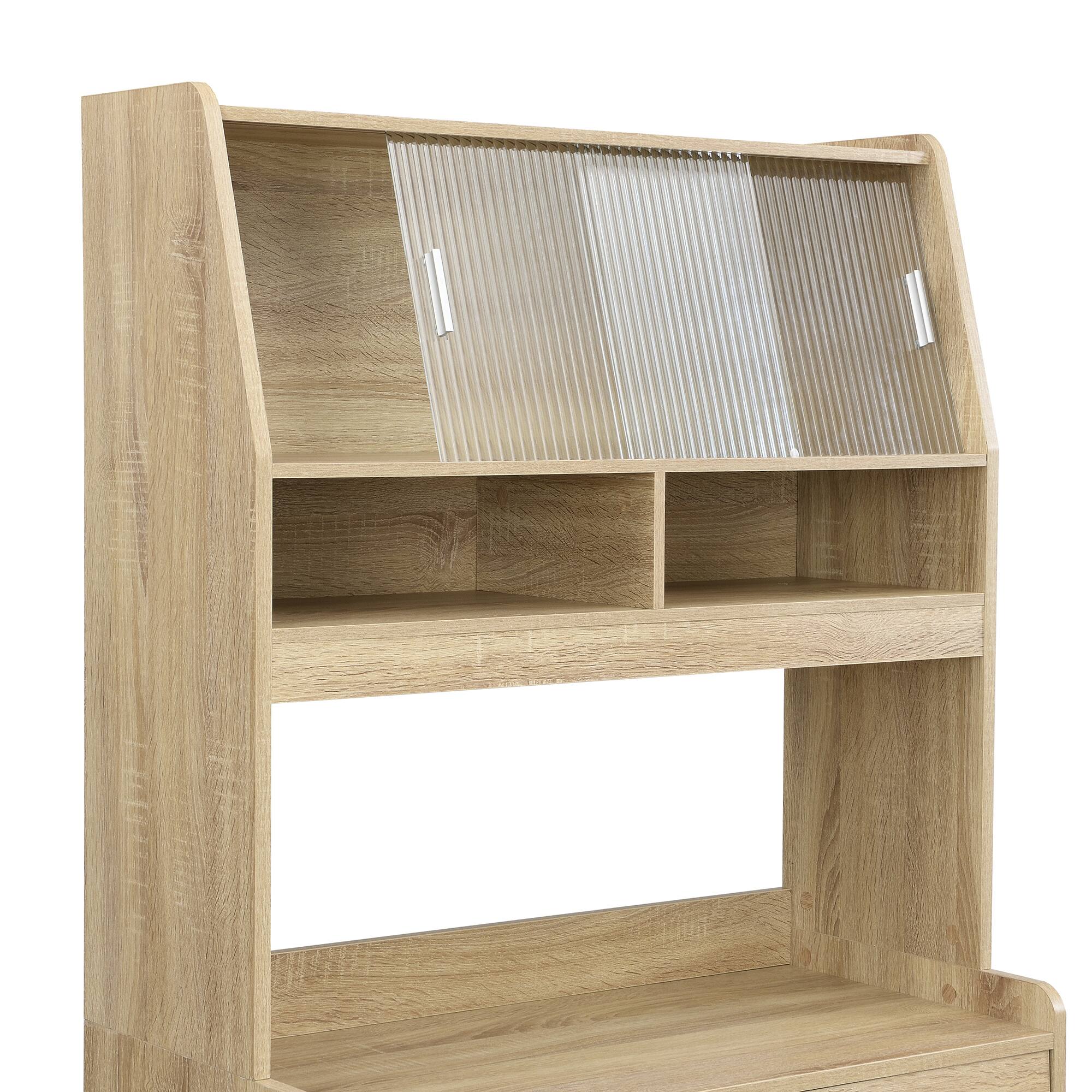 Alt View 6. Spaco - Spaco Space Saving Buffet with Hutch, Foldable Dining Table and Storage Shelves, for Studio Apartment Small Spaces - Natural.