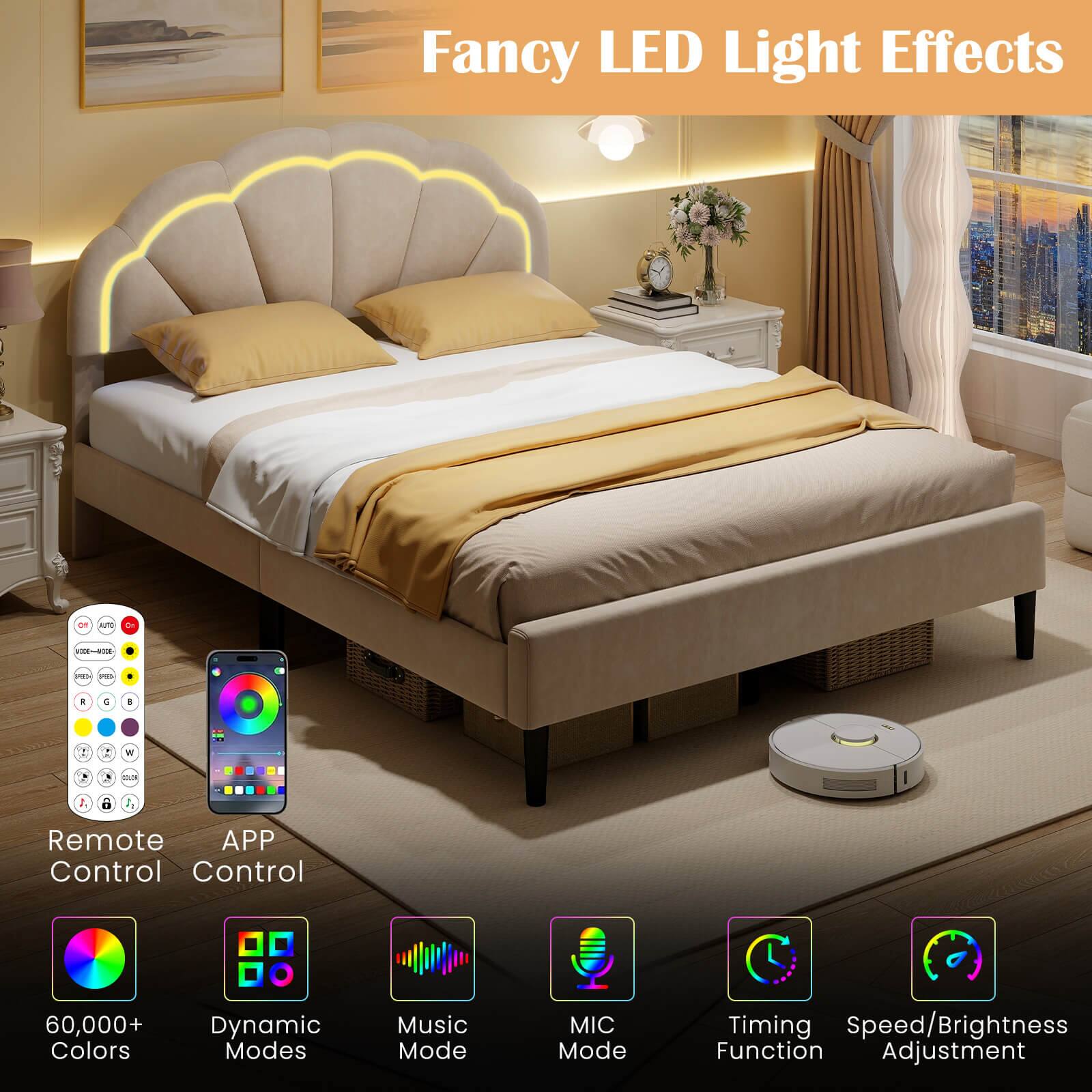 Fancy LED Light Effects

- Remote Control
- APP Control
- 60,000+ Colors
- Dynamic Modes
- Music Mode
- MIC Mode
- Timing Function
- Speed/Brightness Adjustment