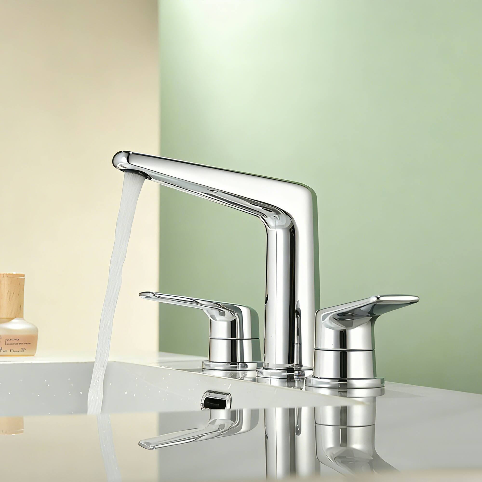 Alt View 2. Boyel Living - Chrome Dual Handle Bathroom Faucet Solid Brass with Drain - Chrome.