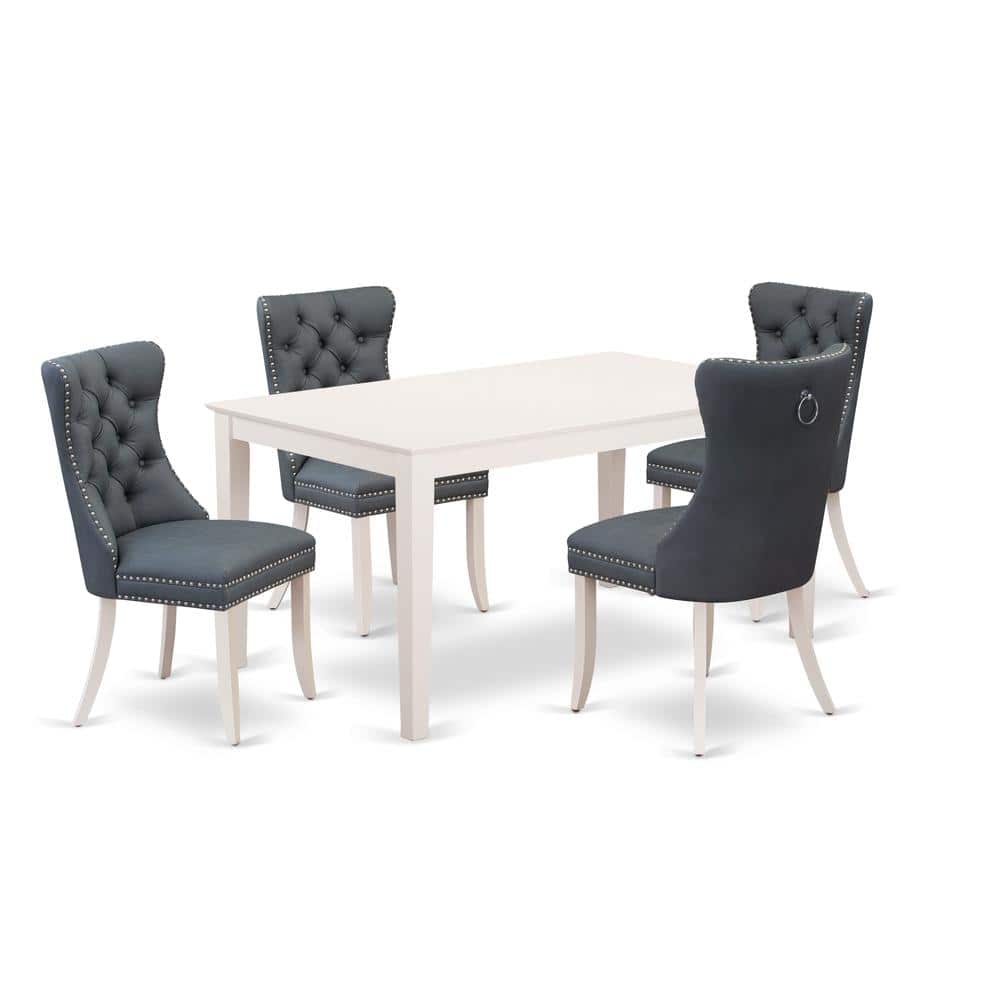 East West Furniture - 5 Piece Dinette Set Consists of a Rectangle Kitchen Table - White price history on PriceWatchPro
