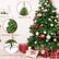 The text on the image is grouped as follows:
1. Enhanced Tree Top: This refers to the top of the Christmas tree, which is often decorated with ornaments and lights.
2. High Quality PVC Material: This suggests that the tree is made from high-quality PVC material, which is a type of plastic commonly used in holiday decorations.
3. Foldable Sturdy Metal Stand: This indicates that the tree stand is made from metal and can be folded for easy storage and transportation.