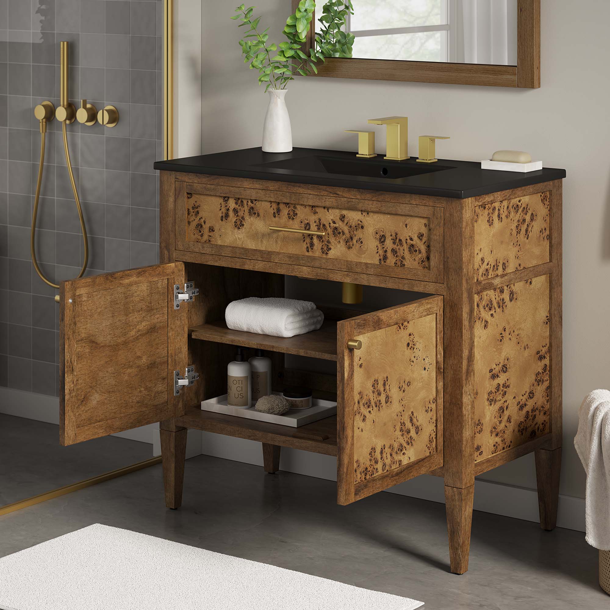 Alt View 1. Modway - Elysian Bathroom Vanity Basin Included by Modway - Black Brown.