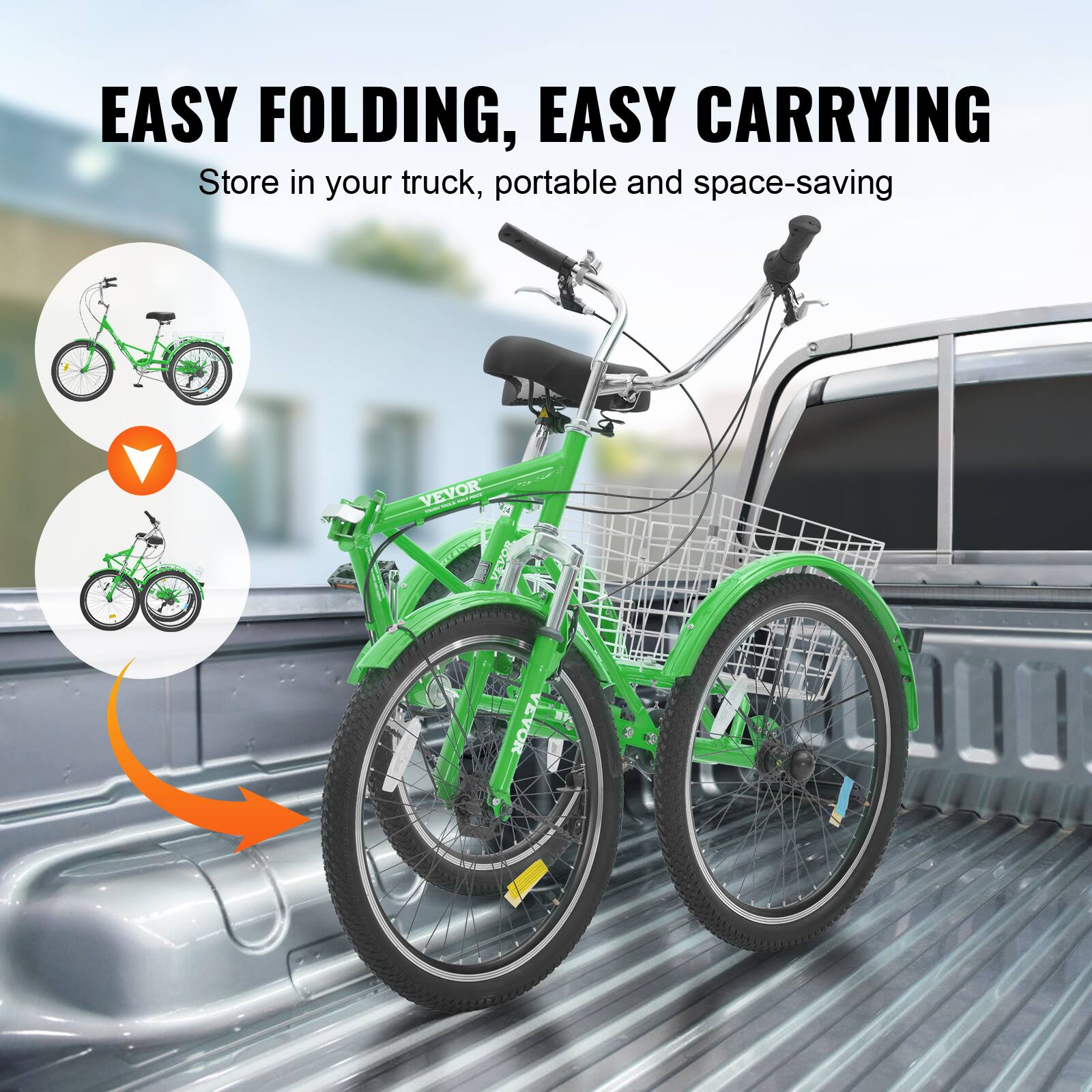 EASY FOLDING, EASY CARRYING
Store in your truck, portable and space-saving
VEVOR