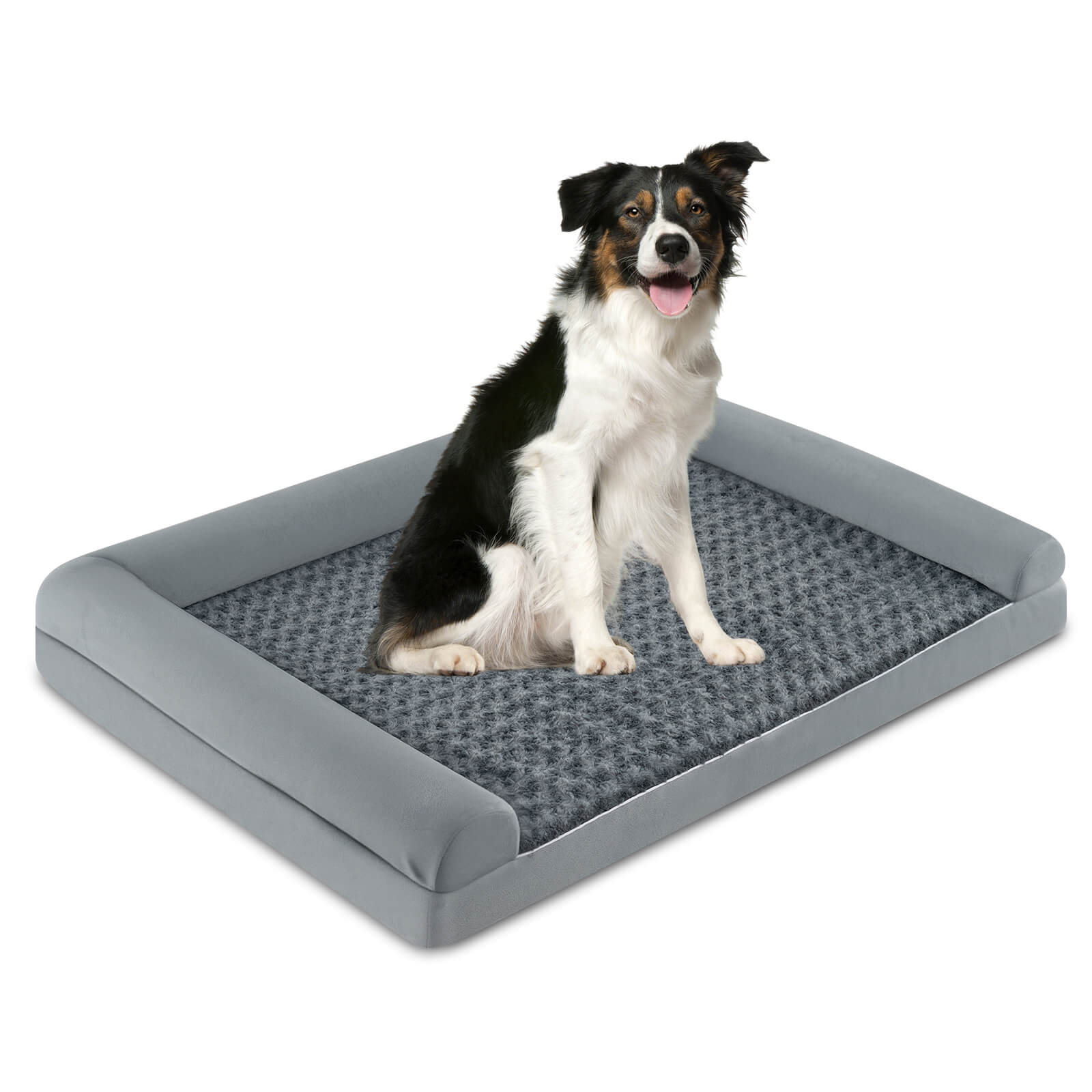 Costway - XL Sized Large Pet Bed with Orthopedic Egg Crate Foam Removable Washable Cover - Gray