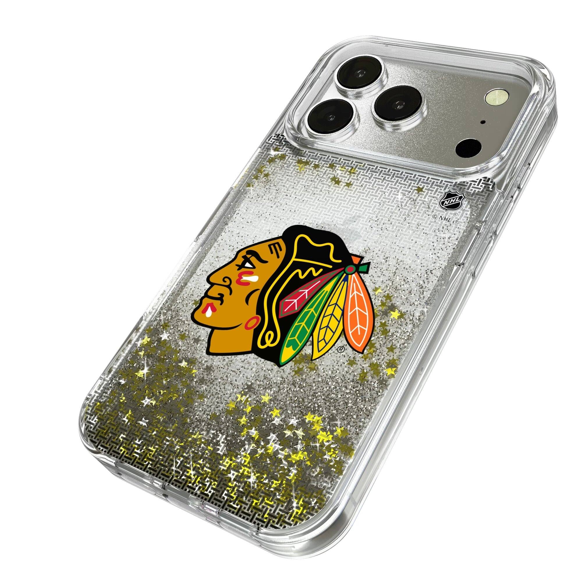 Alt View 1. Keyscaper - Chicago Blackhawks Linen Logo iPhone Glitter Case - 13 - Multicolor.
