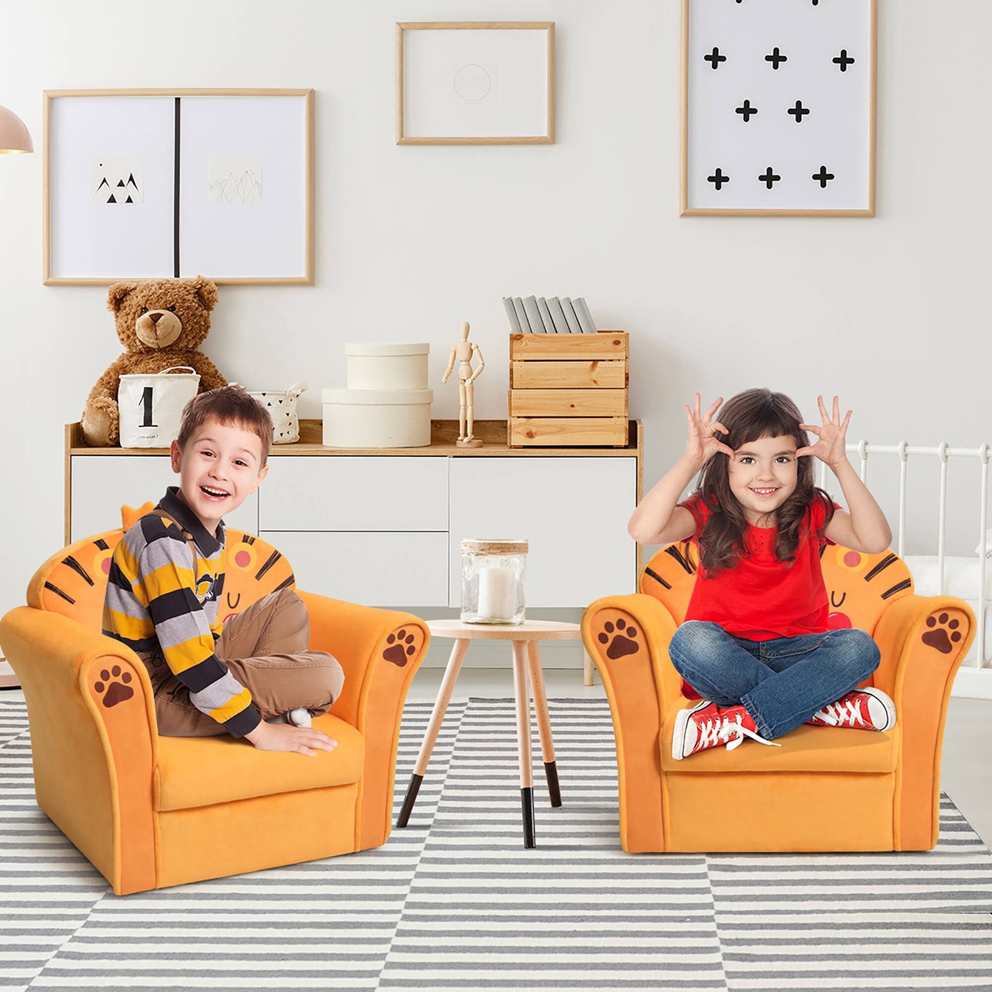 Alt View 3. Costway - Costway Kids Lion Sofa Children Armrest Couch Toddler Furniture Gift - Orange.