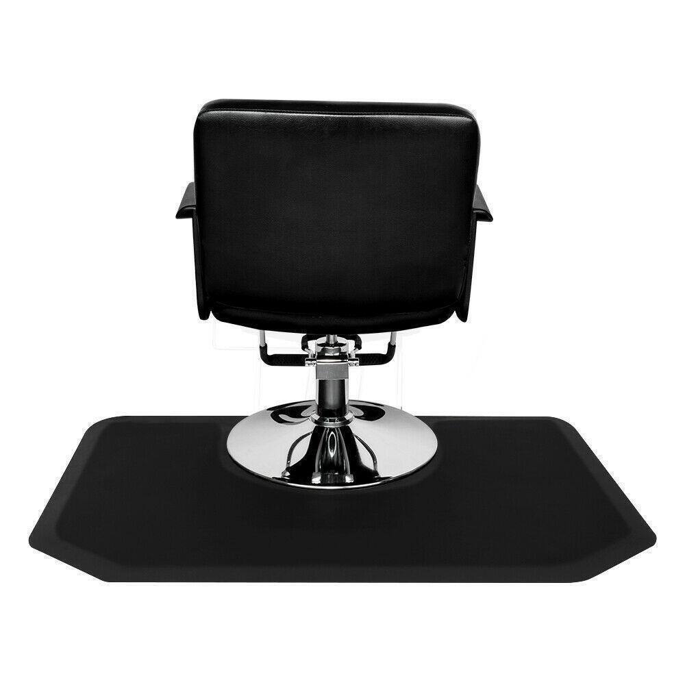 Angle. Winado - 4' x 5' x 1/2" Salon Anti-Fatigue Chair Mat Hexagon Floor Mat with Circle Cut Out for Styling Chair, Beauty, Barber Shop - Black.