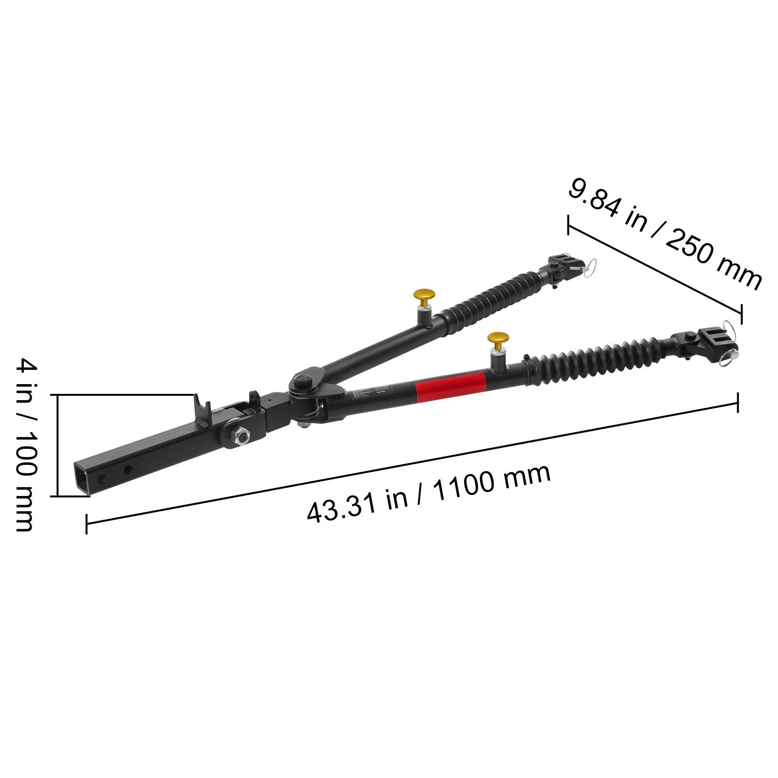 4 in / 100 mm  
9.84 in / 250 mm  
43.31 in / 1100 mm