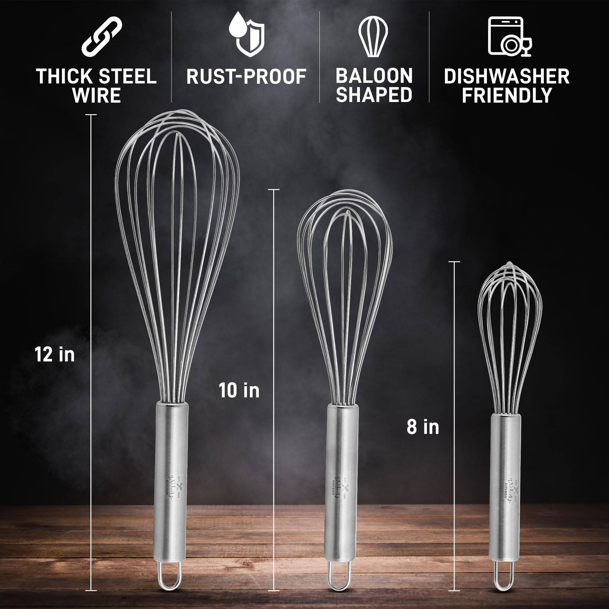 THICK STEEL RUST-PROOF BALLOON SHAPED DISHWASHER FRIENDLY  
12 in 10 in 8 in