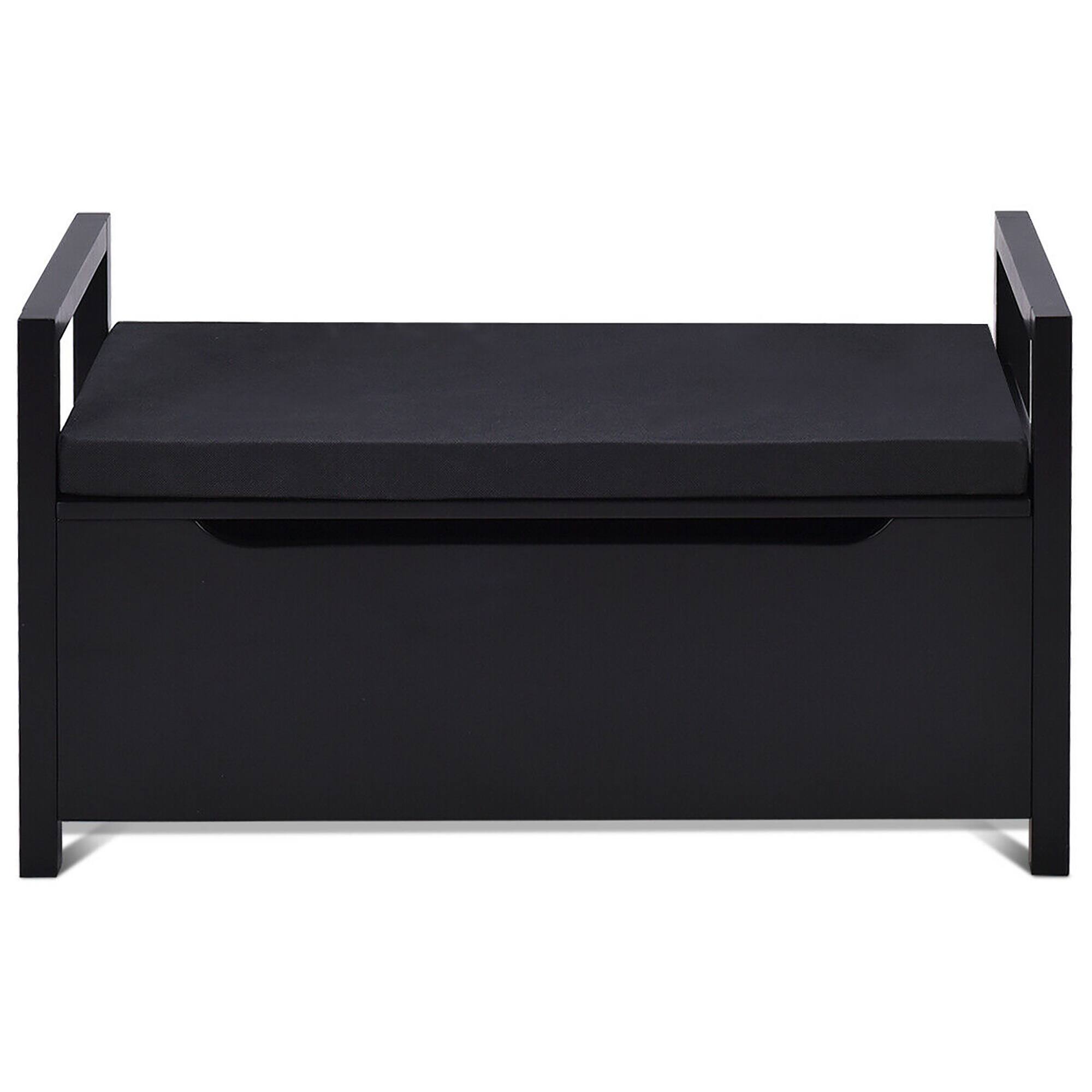 Alt View 18. Costway - Shoe Bench Storage Rack Cushion Seat Ottoman Bedroom Hallway Entryway Black - Black.