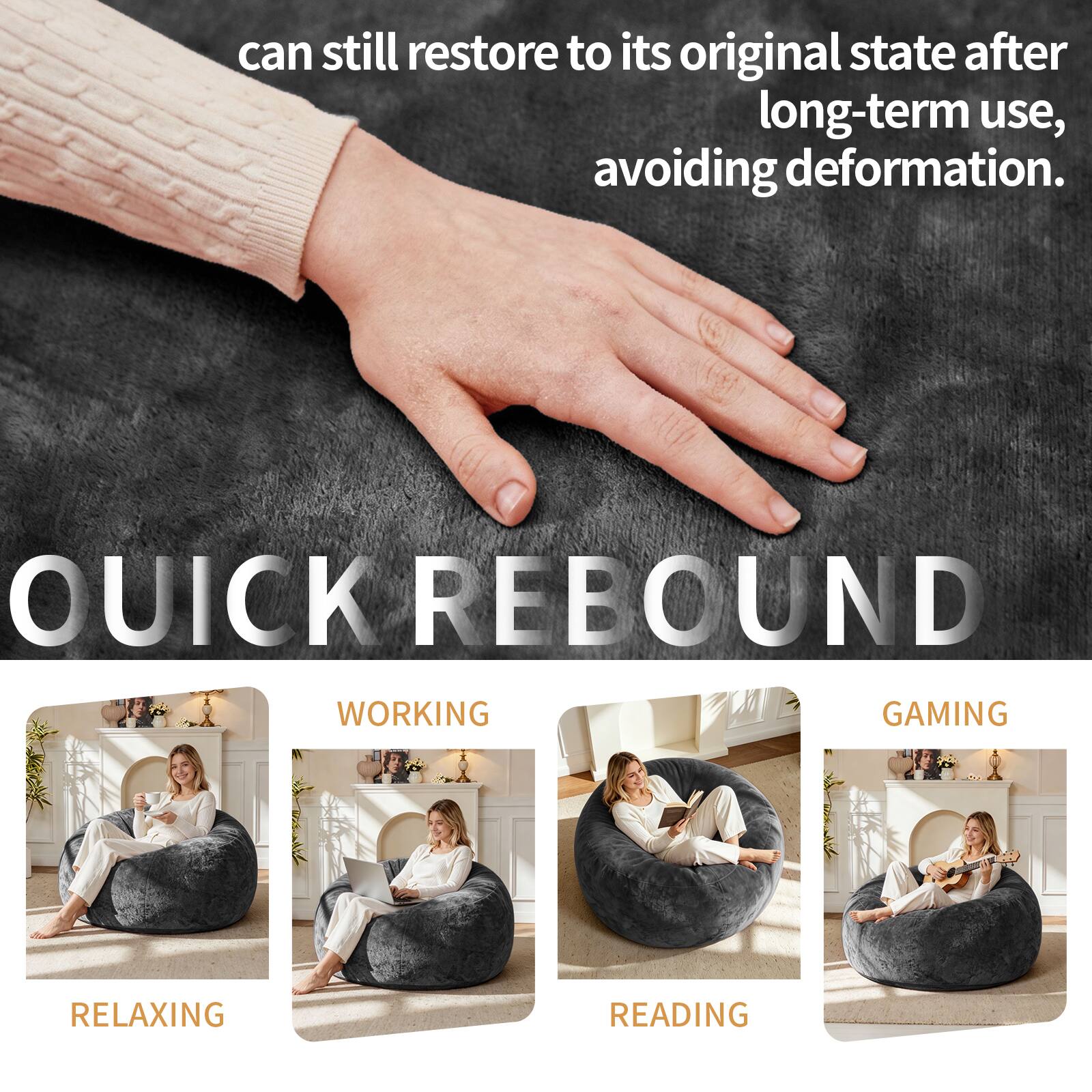 can still restore to its original state after long-term use, avoiding deformation. QUICK REBOUND WORKING GAMING RELAXING READING