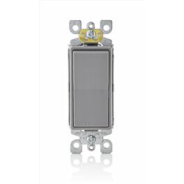 Leviton - Decora 15 amps Single Pole Rocker AC Quiet Switch 1 pk - Gray