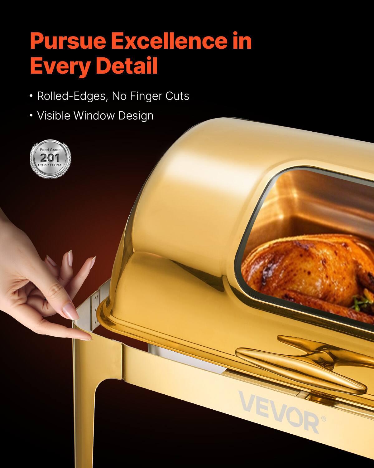 Pursue Excellence in Every Detail
Rolled-Edges, No Finger Cuts
Visible Window Design
Food Grade 201 Stainless Steel
VEVOR