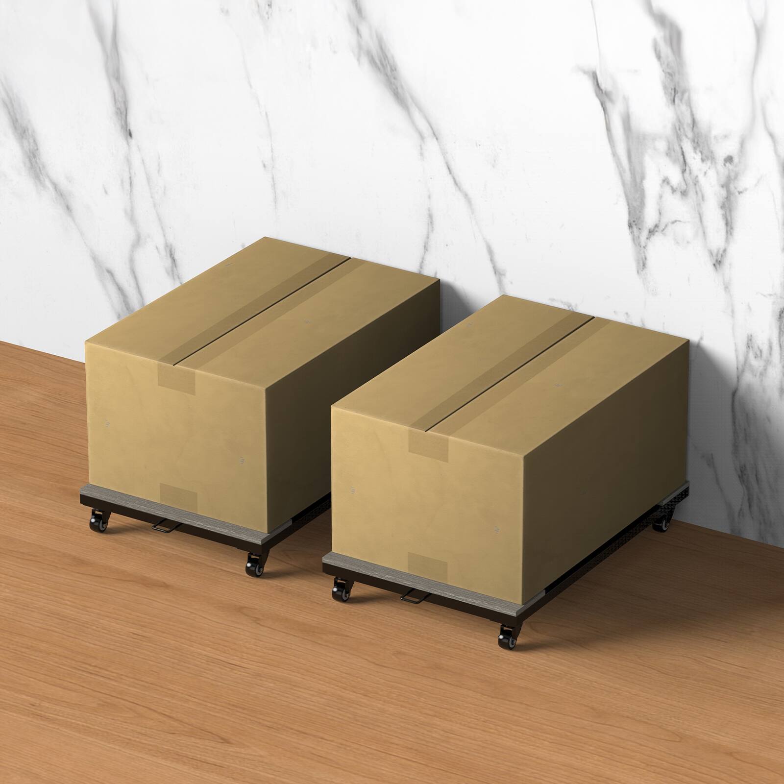 Back. Oumilen - Heavy-Duty Furniture Moving Dolly, 2-Pack Gray Wood Base - Gray.