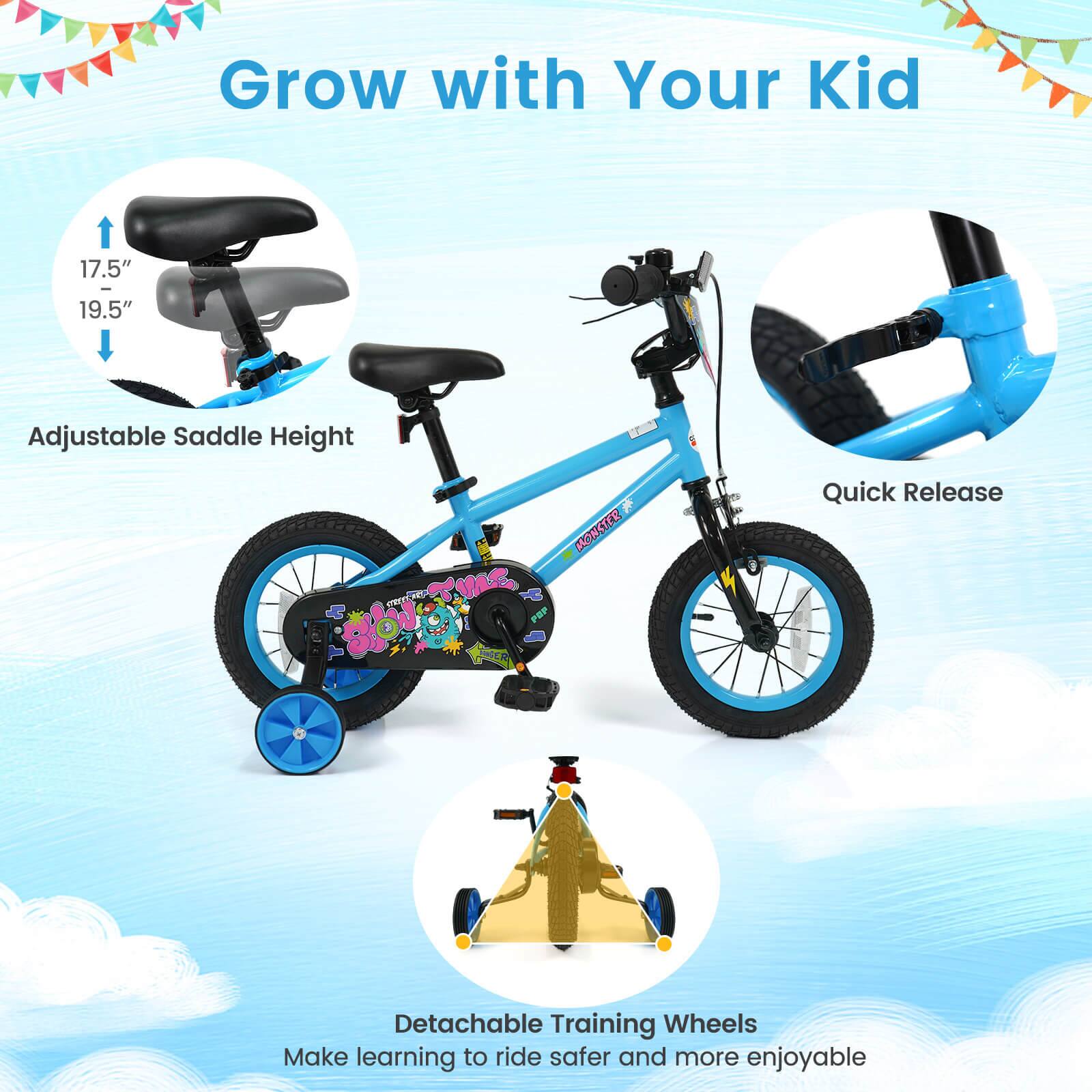 Grow with Your Kid

- Adjustable Saddle Height: 17.5" - 19.5"
- Quick Release
- Detachable Training Wheels

Make learning to ride safer and more enjoyable