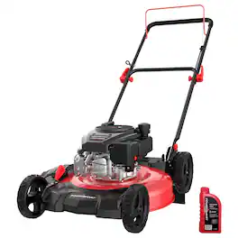 POWERSMART - 21" Gas Push Lawn Mower with 144cc 4-Cycle OHV Engine,2-in-1 with Mulch and Side-Discharge, 6-Position Height - Red