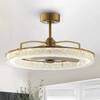 Front. Perimost - 33" Modern Gold Resin Ceiling Fan Chandelier with Remote and DC Reversible Motor - Gold.