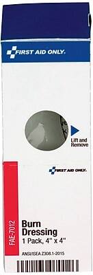 FIRST AID ONLY.

Lift and Remove

Burn Dressing
1 Pack, 4" x 4"

FAE-7012

ANSI/SEA Z308.1-2015