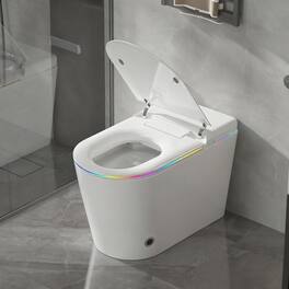 Dyonery - Smart Toilet with Auto Lid, Foot Flush, Instant Wash, Heated Seat, Warm Air Dry, LED, Night & RGB Lights - White