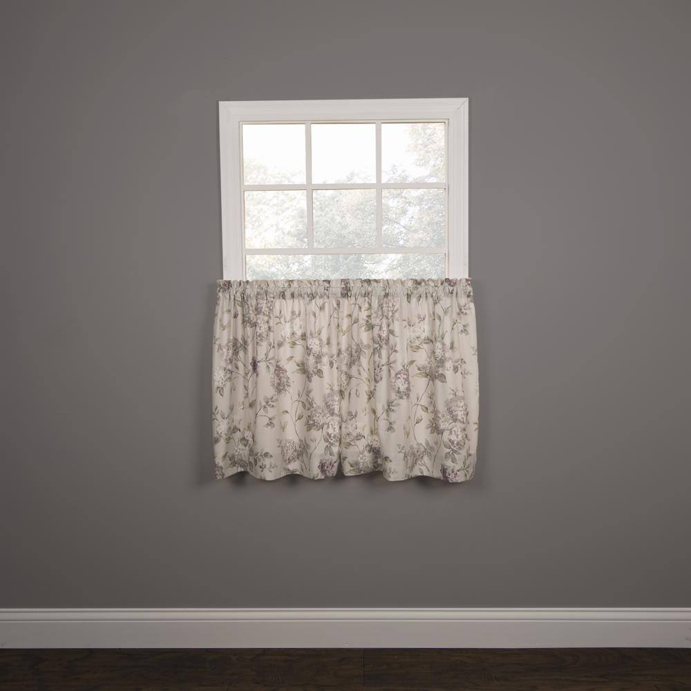 Ellis Curtain - Abigail Design Printed Room Darkening 2-Piece Window Rod Pocket Pair Set With 2 Tiers - 56x36" - Lilac