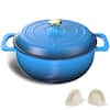 Front. Winado - 7.5QT Dutch Oven Enameled Cast Iron Bread Oven w/ Moisture-Lock Lid for Sourdough Baking & Cooking, Oven & Stovetop Safe - Lake Blue.