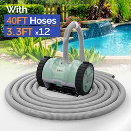 Winado - Automatic Suction-Side Swimming Pool Vacuum Cleaner 11x7in with 39.6FT Tangle-Free Hose for Inground Swimming Pools - Green & Gray