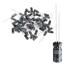 Unique Bargains - 22uF 50V 5x11mm Electrolytic Capacitor, 105C High Temp Radial Leads, for TVs/LCDs/VCD, 60pcs - Black