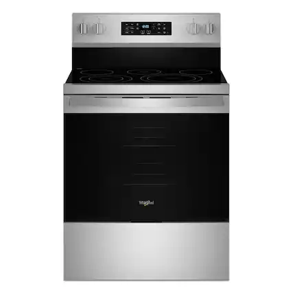 Front. Whirlpool - 5.3 Cu. Ft. Freestanding Electric Range with Air Cooking Technology, No Preheat Air Fry and Air Baking and Self Clean - Stainless Steel.