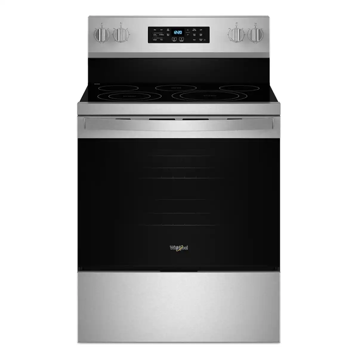 Front. Whirlpool - 5.3 Cu. Ft. Freestanding Electric Range with Air Cooking Technology, No Preheat Air Fry and Air Baking and Self Clean - Stainless Steel.