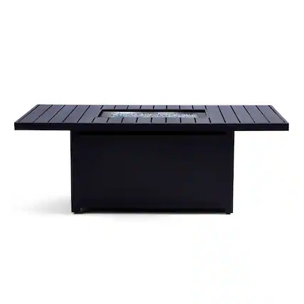 Front. Yardbird® - Rectangular Fire Table - Dark espresso brown.