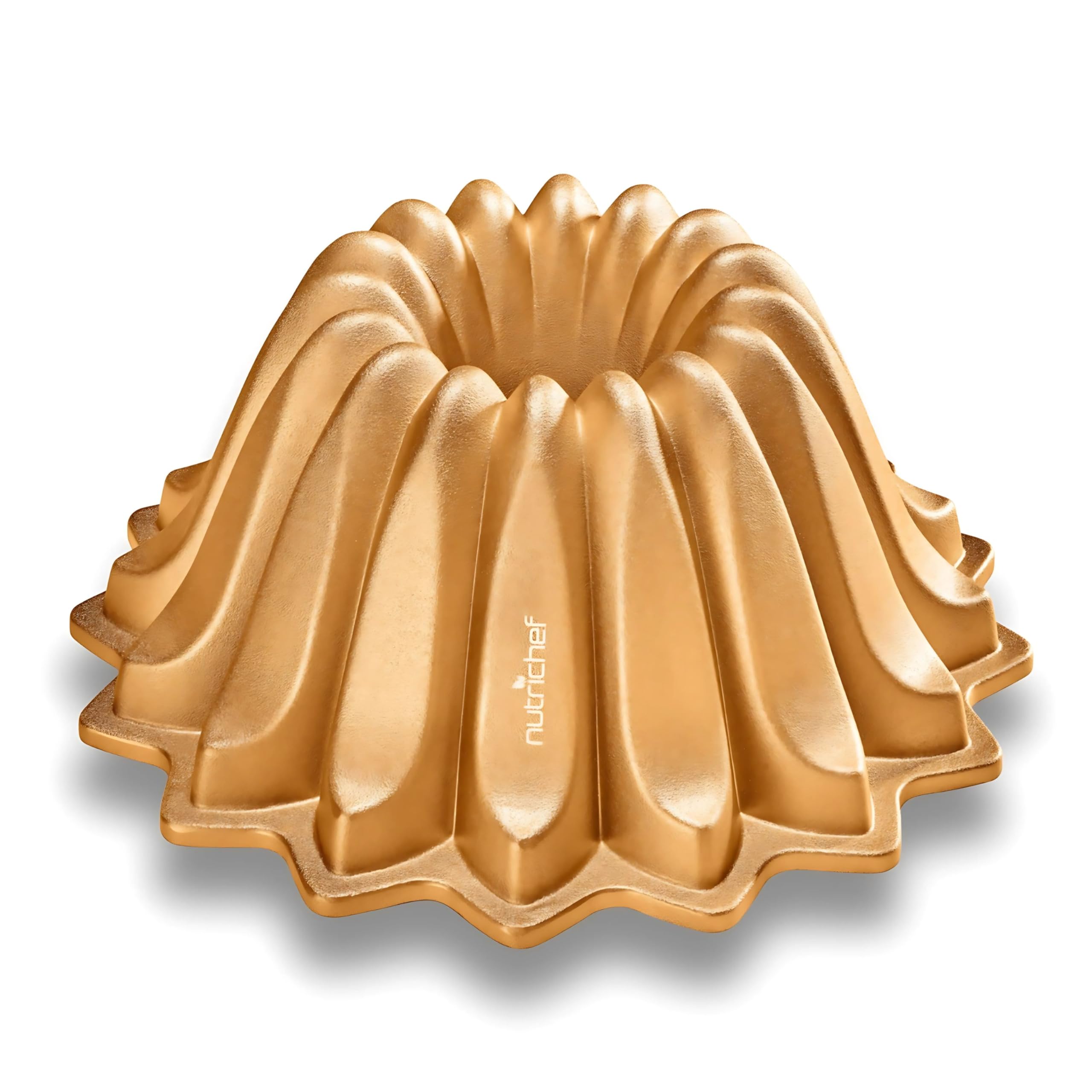 Front. NutriChef - NutriChef 9-Inch Cake Pan, Nonstick Die-Cast Aluminum, Sloped Edges for Even Baking, Dishwasher Safe (NCBUTP69) - Gold.