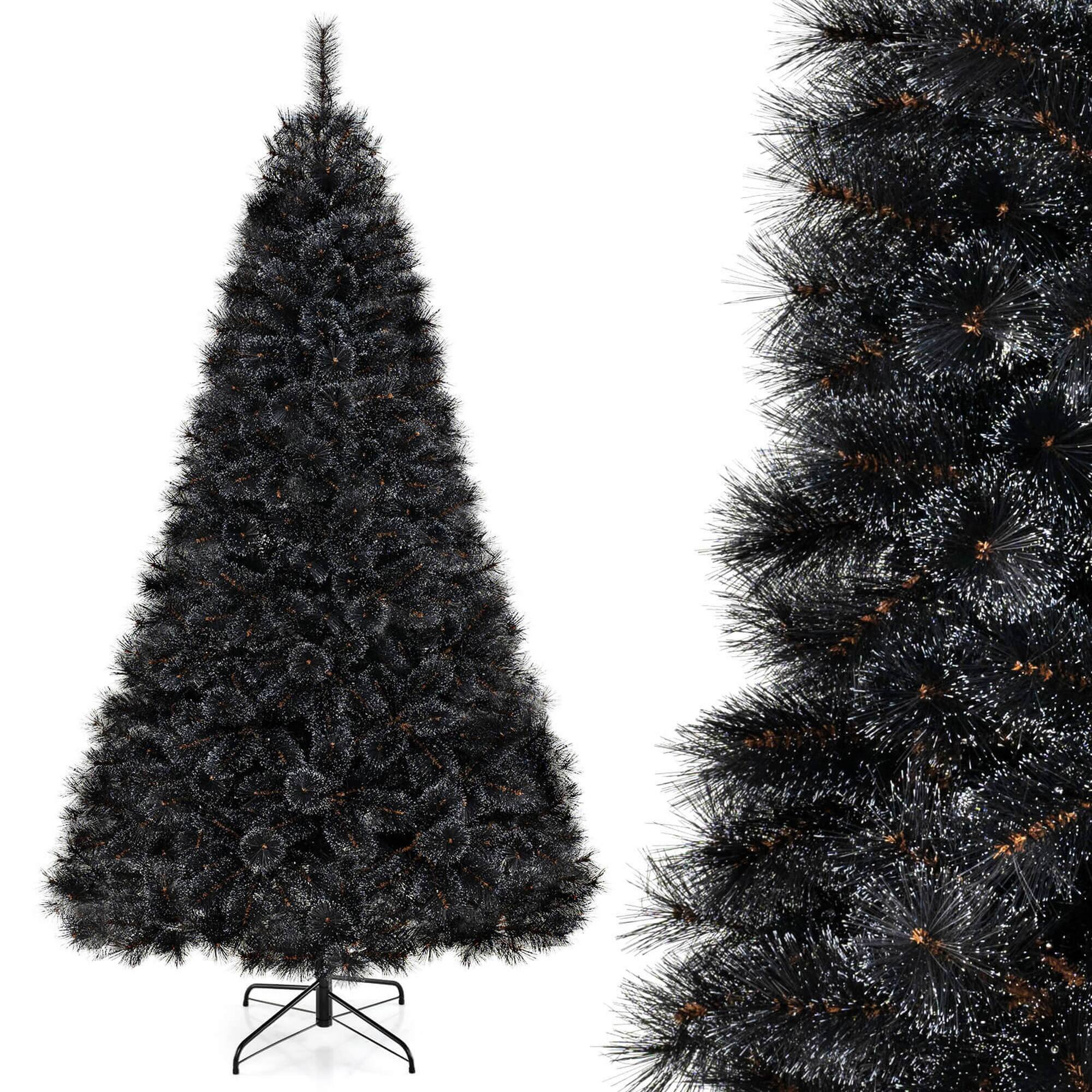 Alt View 9. Costway - Costway 8 FT Halloween Tree with 860 Branch Tips Frosted Pine Needles 450 White LED Lights - Black.