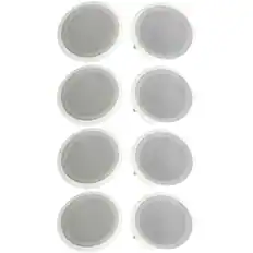 Front. Pyle - Pyle PDIC Series 8" 250W Round Flush Mount Wall and Ceiling Speakers, (8 Pack) - White.