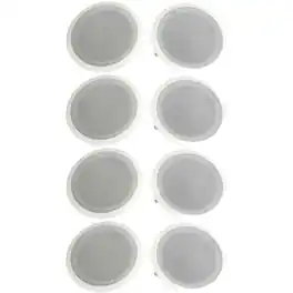 Pyle - PDIC Series 8" 250W Round Flush Mount Wall and Ceiling Speakers, (8 Pack) - White