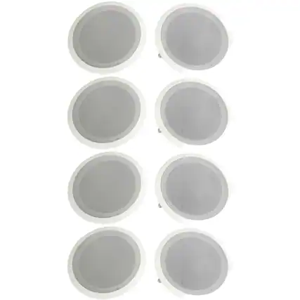 Front. Pyle - Pyle PDIC Series 8" 250W Round Flush Mount Wall and Ceiling Speakers, (8 Pack) - White.