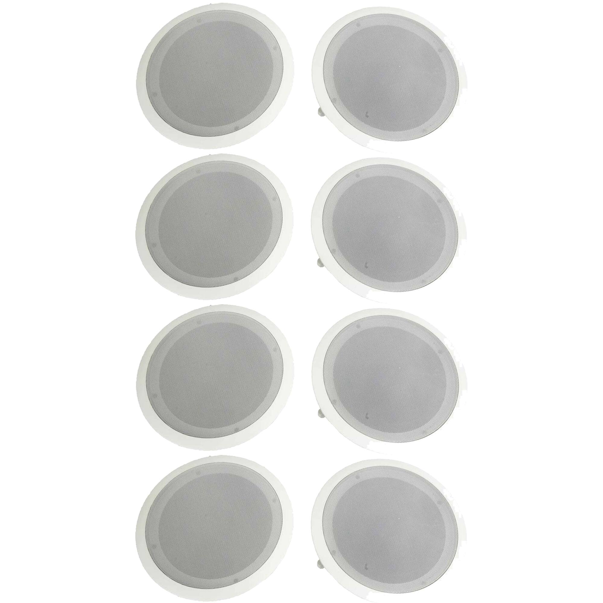 Front. Pyle - Pyle PDIC Series 8" 250W Round Flush Mount Wall and Ceiling Speakers, (8 Pack) - White.
